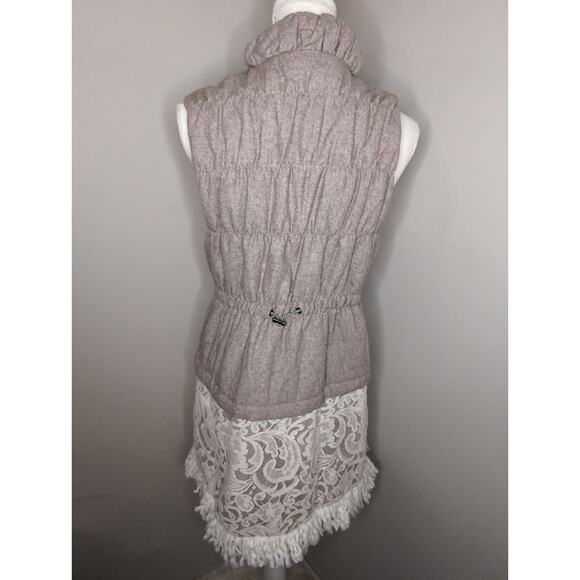Ryu Anthropologie lace boho fringe adjustable puffer vest Sm - Picture 8 of 10
